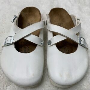 Birki's by Birkenstock Dorian Women's White Mary Jane Leather Clogs Size 5